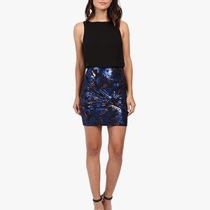 Aiden Mattox Sleeveless Metallic Blouson Dress